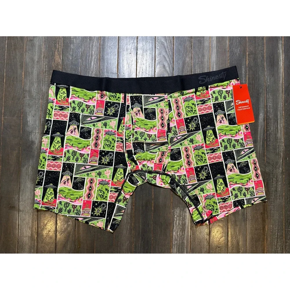 Shinesty Mens Ball Hammock Pouch Boxer Briefs UFO Alien Abduction Print New